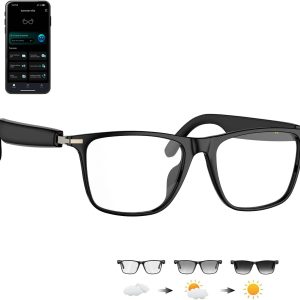 Ai Translation Smart Glasses with ChatGPT.Bluetooth Glasses with 164+ Language Translation.Translator Glasses Physical Color-Change Lenses.Multifunctional Audio Eyewear for Women Men (M01)