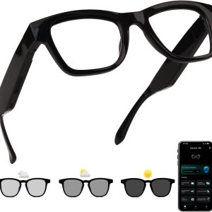 AI Smart Glasses with Color-Change Lenses Bluetooth Glasses for Men Women with Translation 160+Languages Voice Assistant Translator Glass for Meeting.Travel (Sunglasses Lenses)