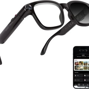 AI Smart Glasses with 8MP Camera. 1080P Video Recording and Photo. Bluetooth 5.4 Audio Calls & Music. AI Voice Assistan. AI Recording. Real Time Translation - for Life. Work and Vlog